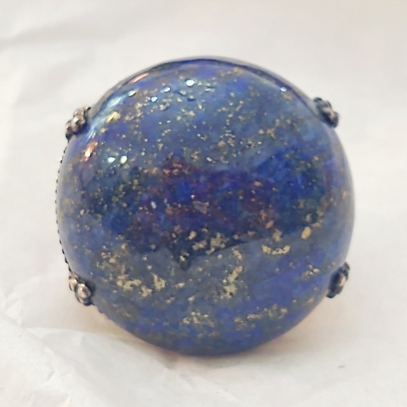 Vintage HUGE Lapis Lazuli Ring set in Sterling Silver- 8.5 - Picture 3 of 8